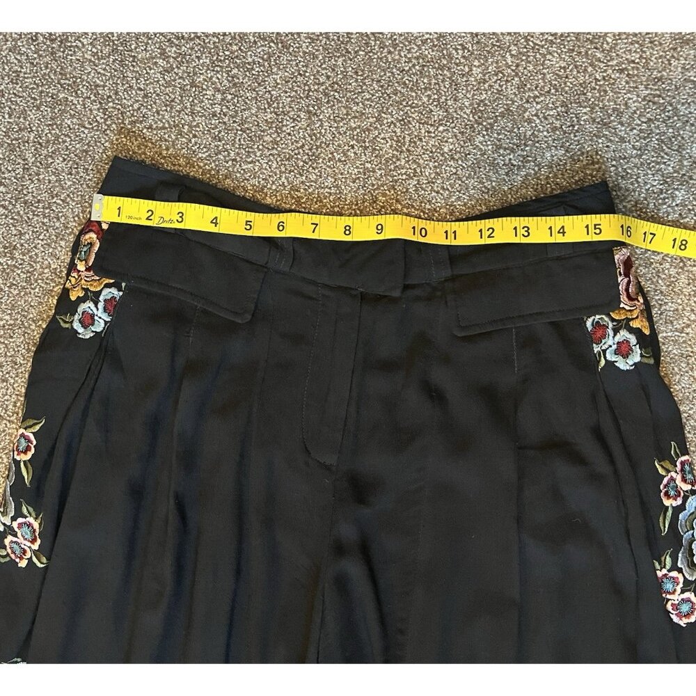 Free People Pants Wide leg Florence Embroidered Striped Boho Floral Size 8 - Picture 7 of 16